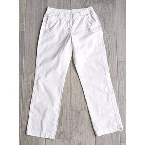 LL Bean Womens Pants Sz 28 x29.5 White Classic Fit Straight Pockets Beach Summer